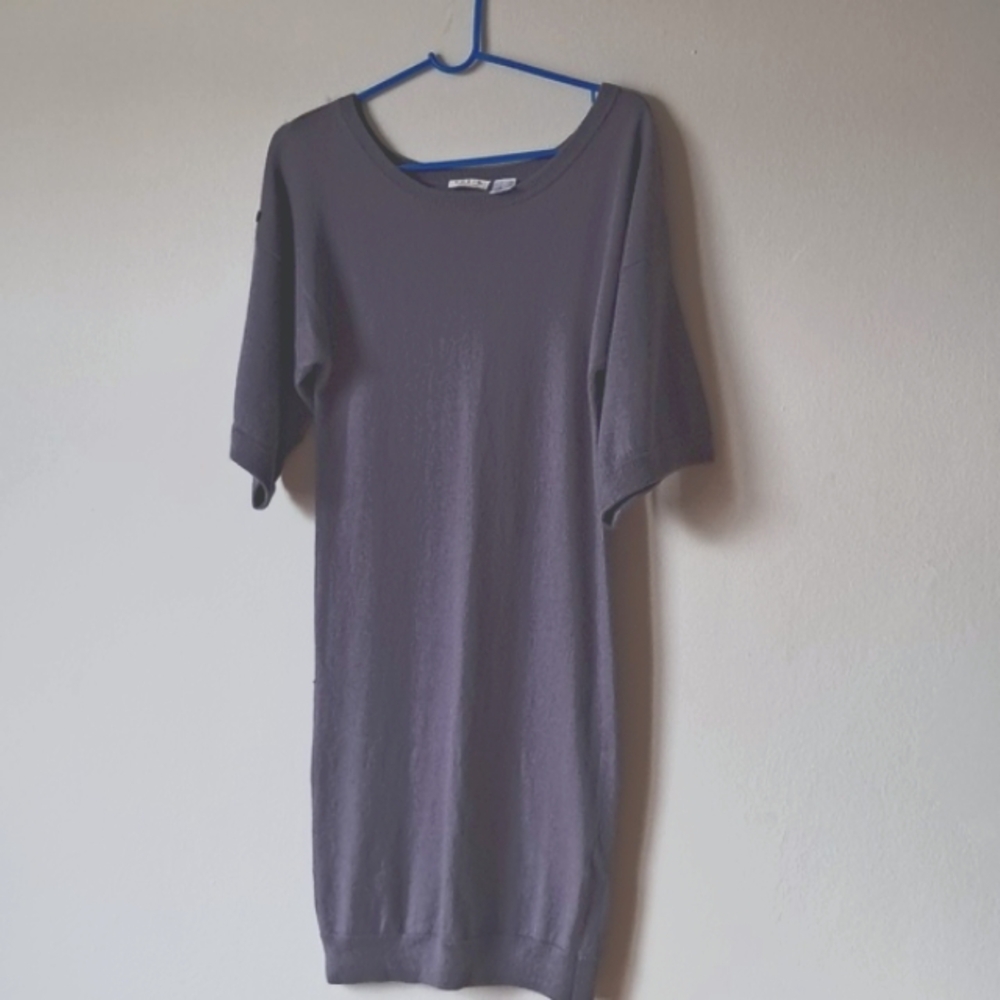 EDEIS LONG TOP SWEATER PURPLE USA 6/8 SHORT SLEEVE ROUND NECK